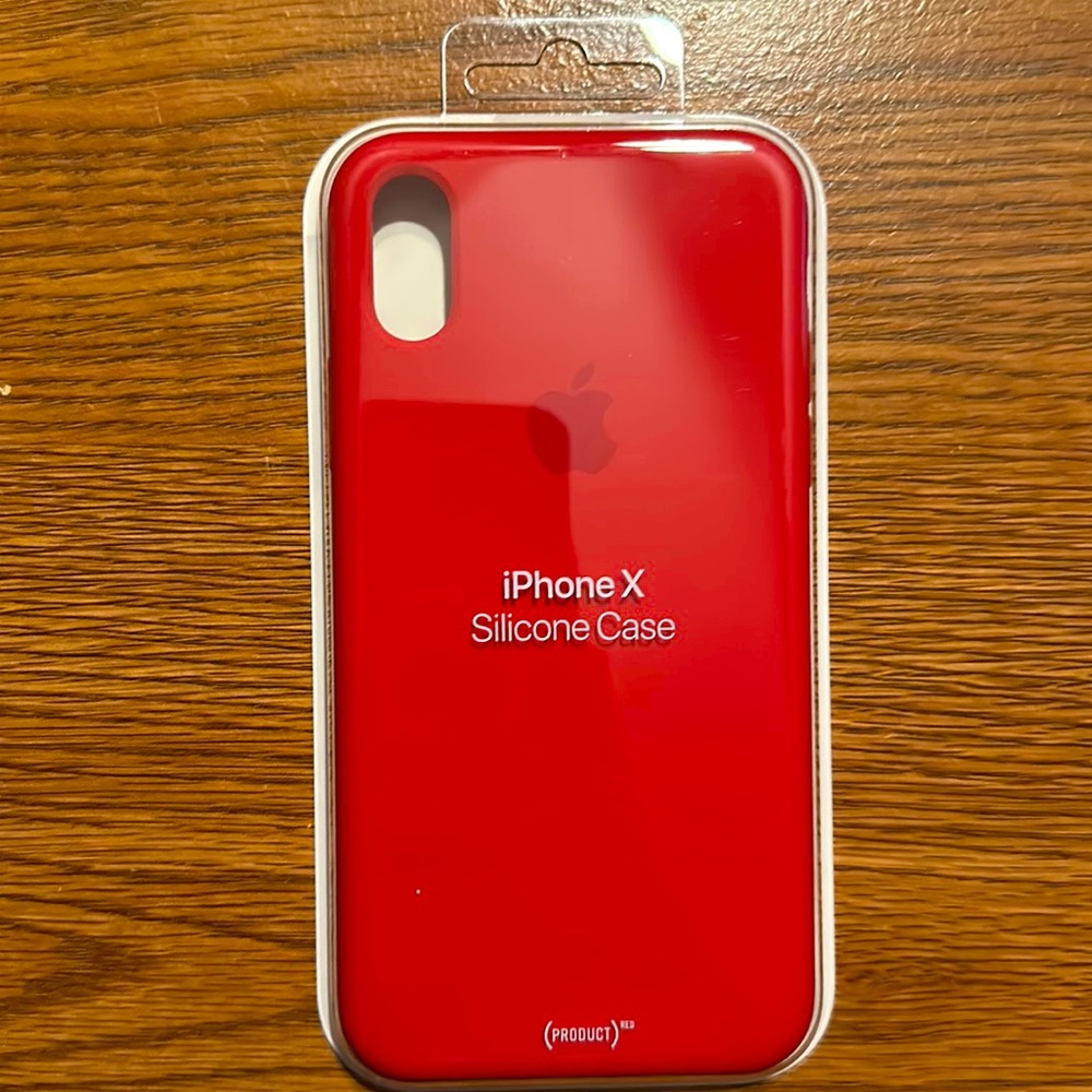 iPhone X silicone red case.